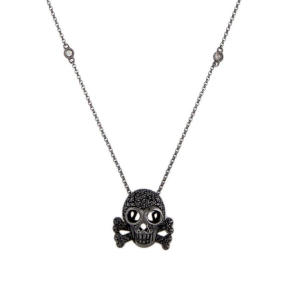 Black Diamond Skull Necklace - Picture 2 of 4